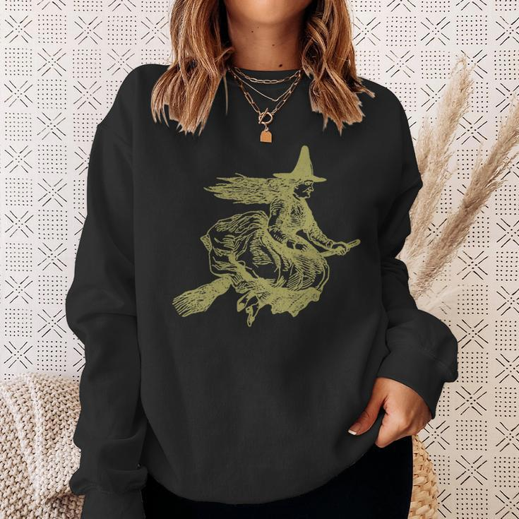 Flying Witch On A Broom Occult Magic Dark Gothic Sweatshirt Gifts for Her