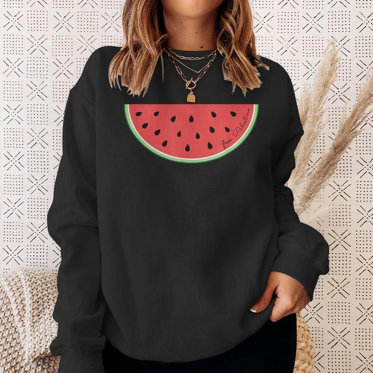 Free Palestine Subtle Watermelon Gaza Human Rights Sweatshirt Gifts for Her