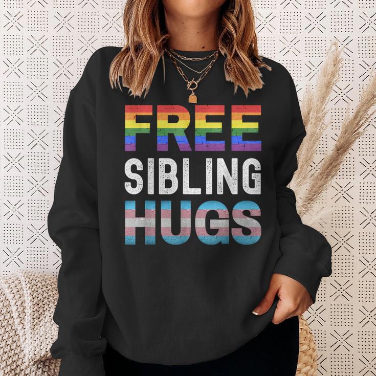 Free Sibling Hugs Lgbtq Gay Pride Month Proud Ally Sweatshirt Gifts for Her