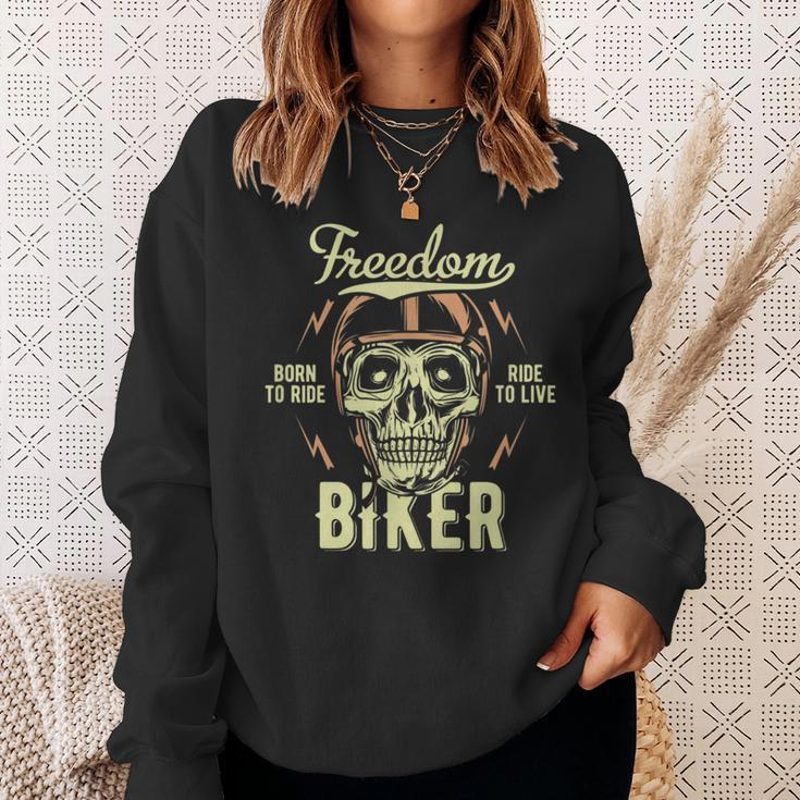 Freedom Biker Motorcycle Rider Skull Skeleton Sweatshirt Gifts for Her