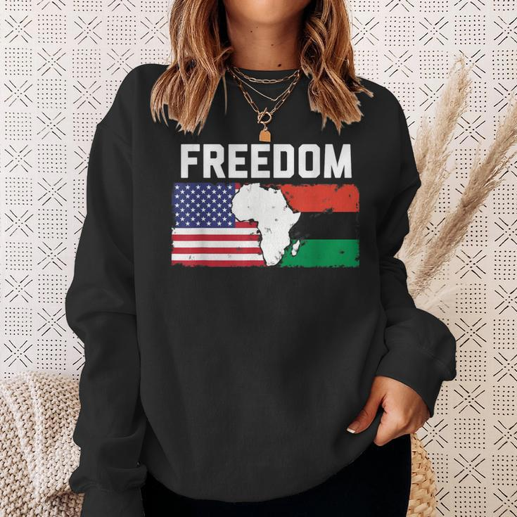 Freedom United States Of America And Pan-African Flag Sweatshirt Gifts for Her