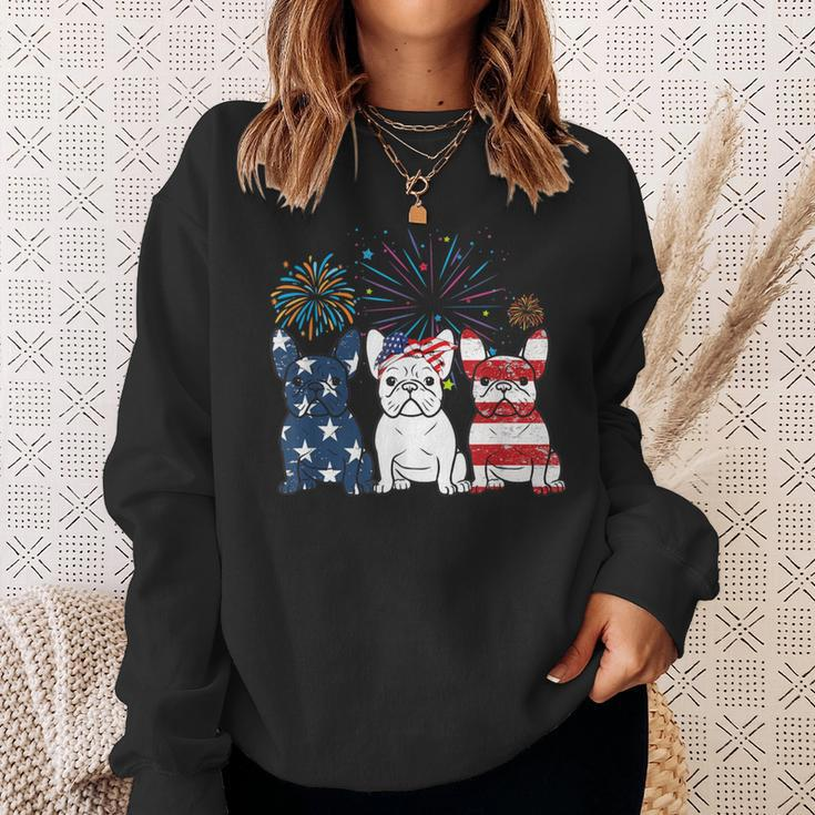 French Bulldog American Flag 4Th Of July Independence Day Sweatshirt Gifts for Her