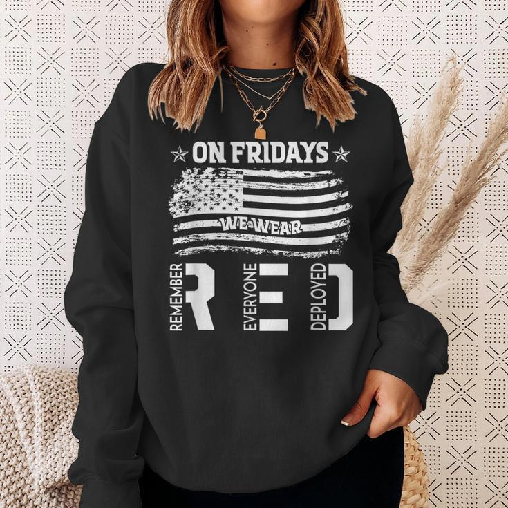 On Friday We Wear Red American Flag Military Supportive Sweatshirt Gifts for Her