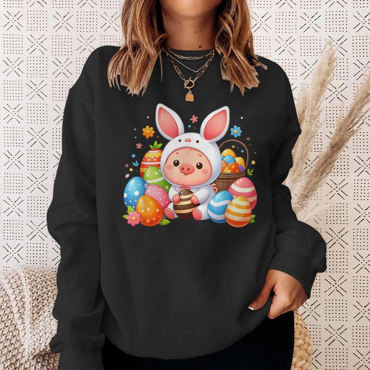 Frohe Ostern Schwein Im Häschen Kostüm Sweatshirt Geschenke für Sie