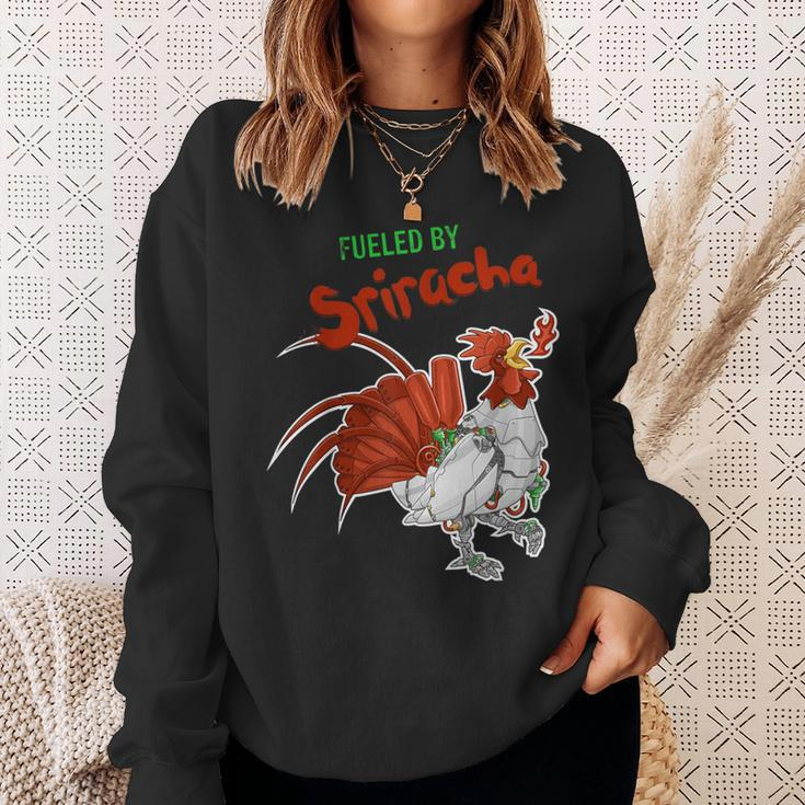 Fueled By Sriracha Awesome Sauce Robot Rooster Sweatshirt Gifts for Her