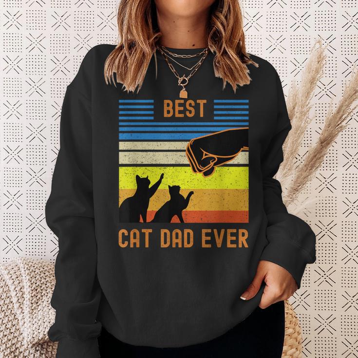 Best Cat Dad Ever Vintage Retro Cat Fist Bump Sweatshirt Geschenke für Sie