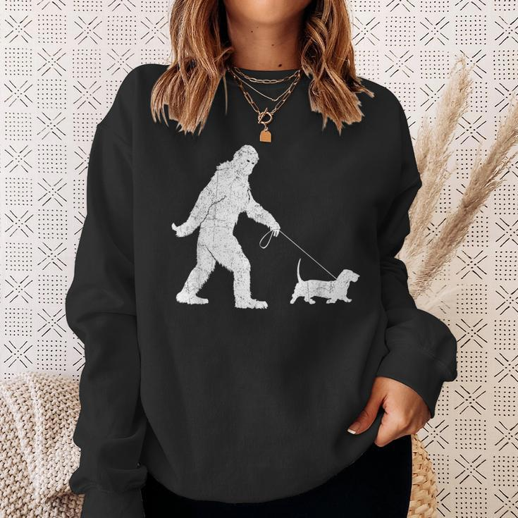 Bigfoot Sasquatch Walking Basset Hound Dog Lovers Sweatshirt Gifts for Her