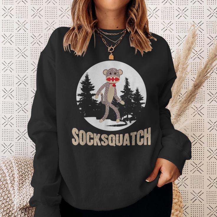 Bigfoot Sighting Sock Monkey Sasquatch Socksquatch Sweatshirt Gifts for Her