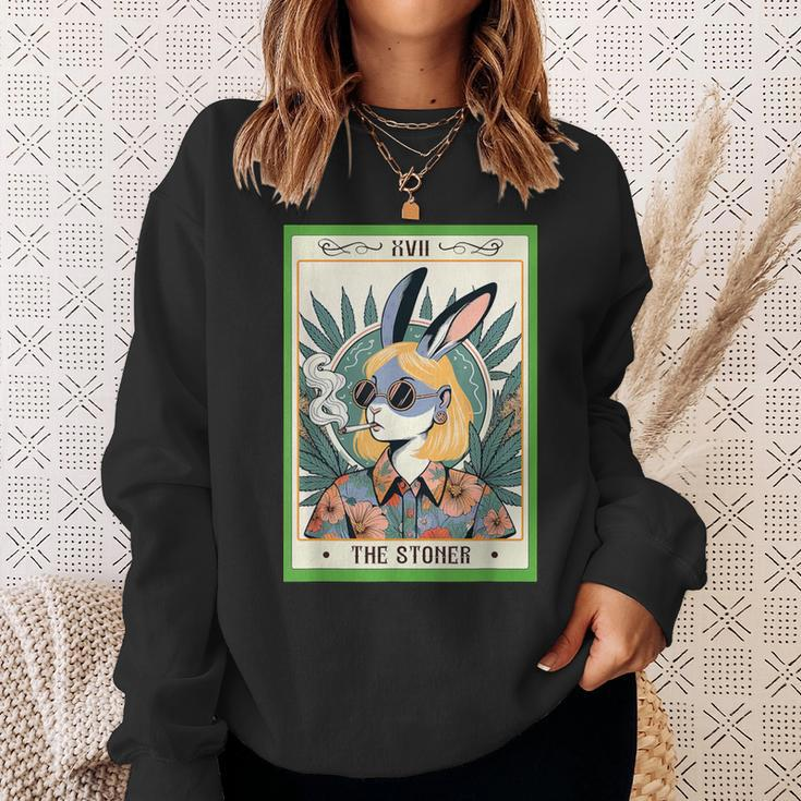 Bunny Cannabis Weed Lover 420 The Stoner Tarot Card Sweatshirt Gifts for Her
