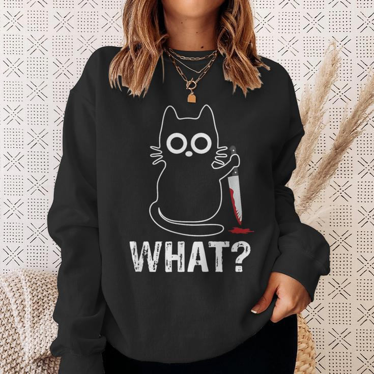 What Cat With Knife Graphic Sweatshirt Gifts for Her