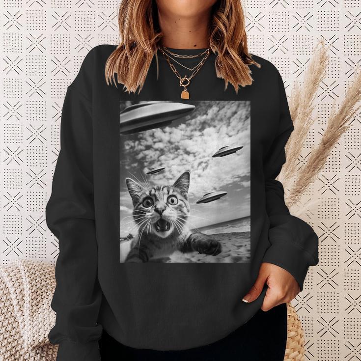 Cat Selfie With Alien Ufos Sweatshirt Gifts for Her