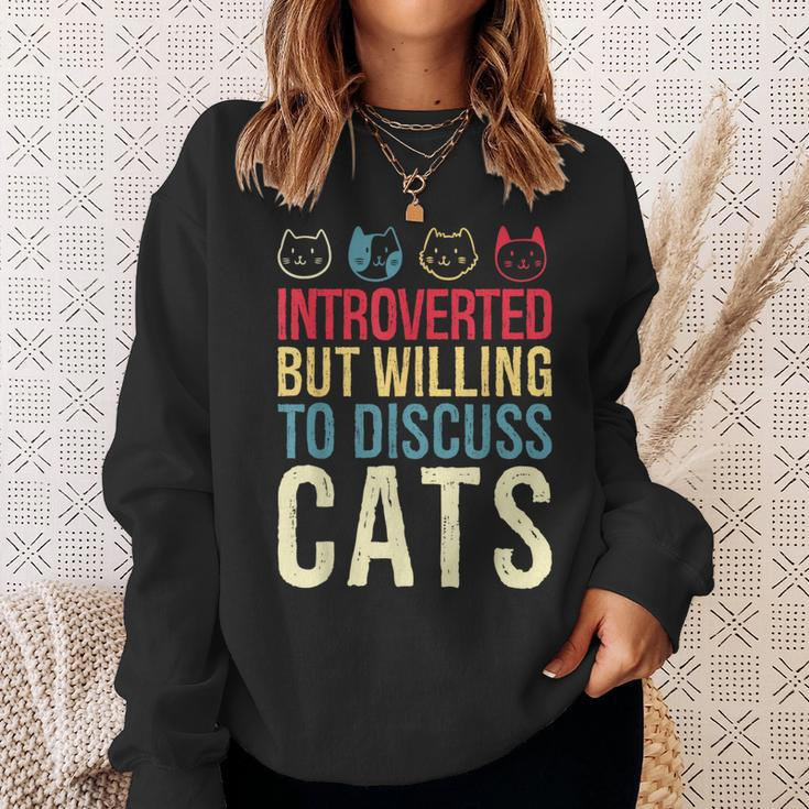 Cat Shy Person Cat Lover Introvert Cat Sweatshirt Gifts for Her