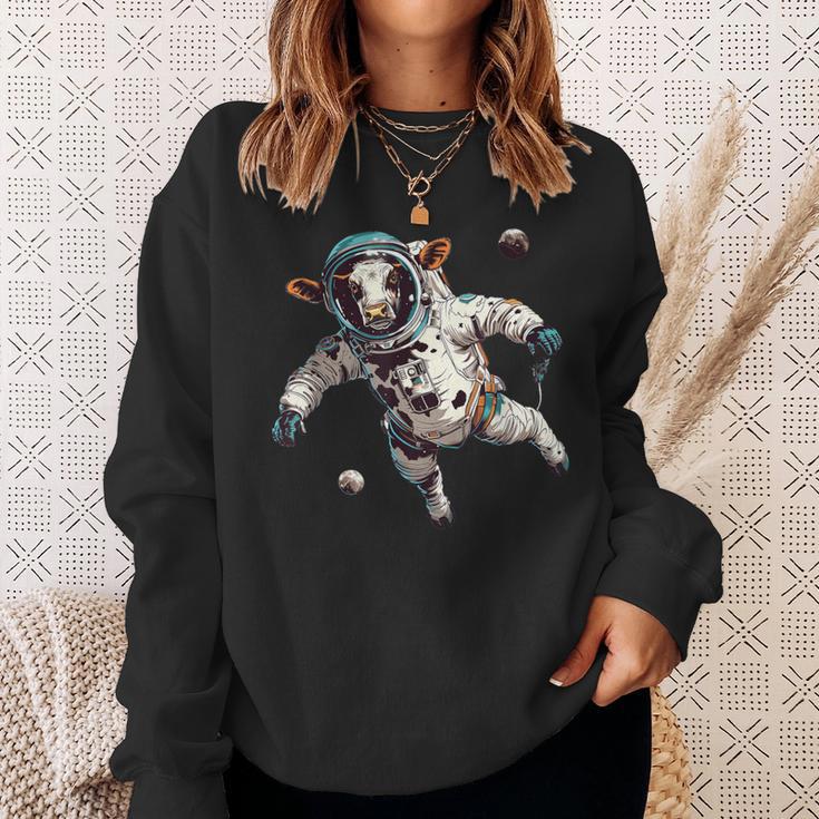 Cow Astronaut In Space Sweatshirt Gifts for Her