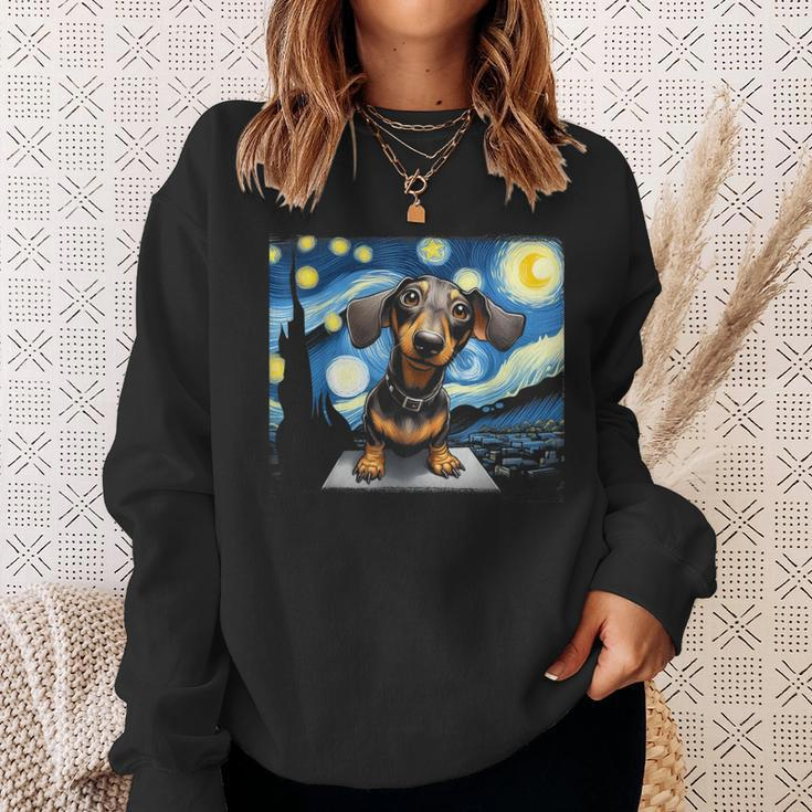 Dachshunds Sausage Dogs In A Starry Night Sweatshirt Gifts for Her