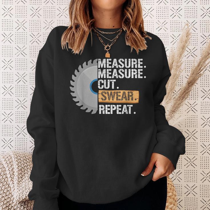 Dad Measure Cut Swear Repeat Handyman Father Day Sweatshirt Gifts for Her