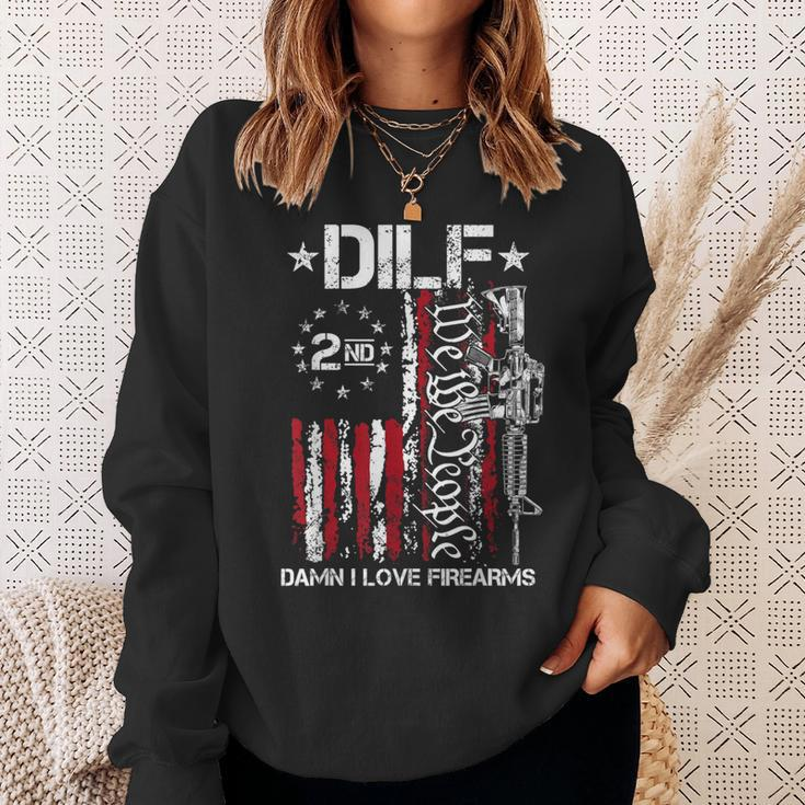 Dilf Damn I Love Firearms Gun American Flag Sweatshirt Gifts for Her