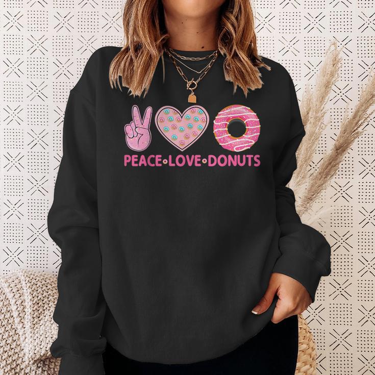 Doughnut Donut Lover Peace Love Donuts Themed Sweatshirt Gifts for Her