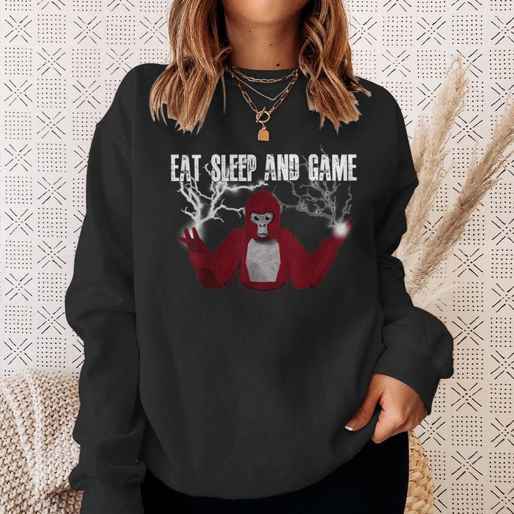 Eat Sleep Gorilla Decorations Monke Tag Vr Game Sweatshirt Gifts for Her