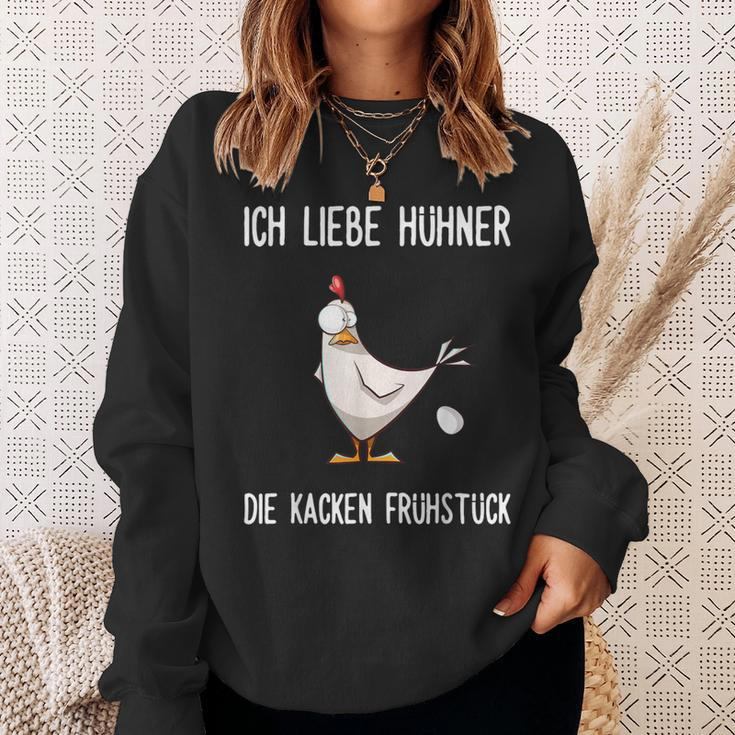 With German Text Ich Liebe Hühner Die Kacken Frühstück Sweatshirt Geschenke für Sie
