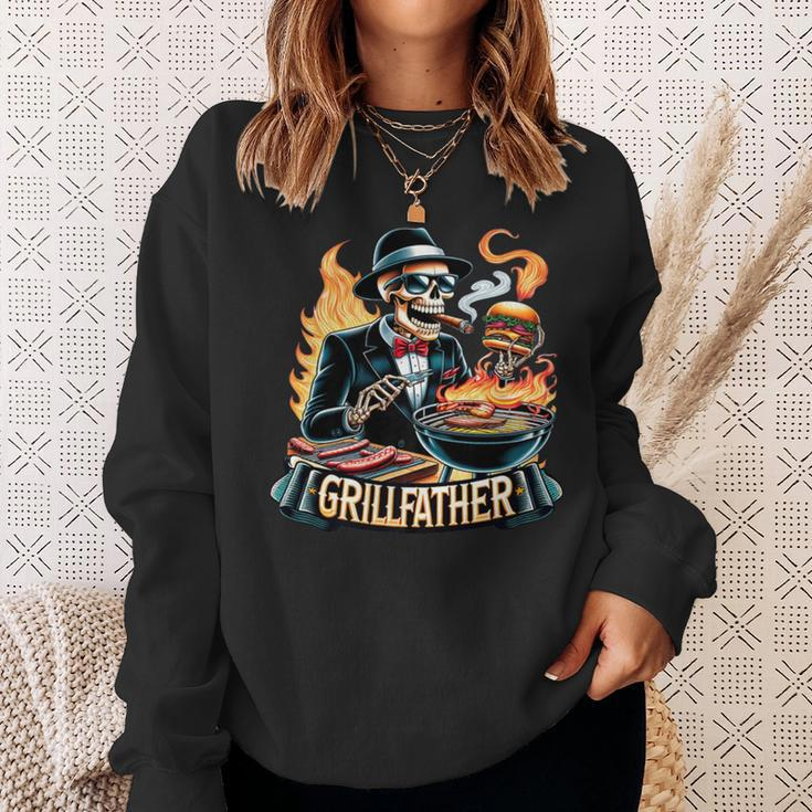 Grill Father Skeleton Dad Joke Grillfather Fathers Day Sweatshirt Gifts for Her