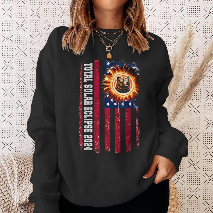 Grizzly Bear Total Solar Eclipse 2024 Bear Total Solar Sweatshirt Gifts for Her