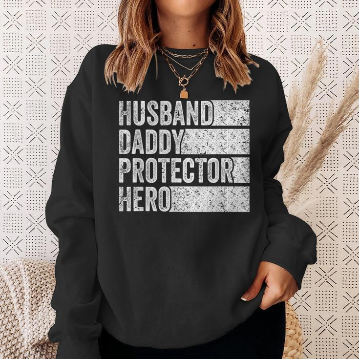 Husband Daddy Protector Hero Fathers Day Vintage Sweatshirt Gifts for Her