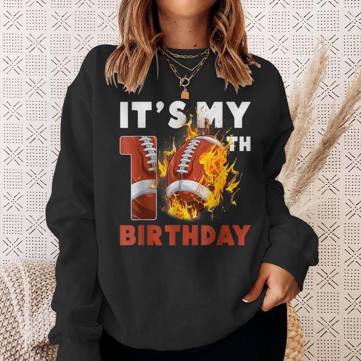 It's My 10Th Birthday 10 Years Old Football Ball Boys Sweatshirt Gifts for Her