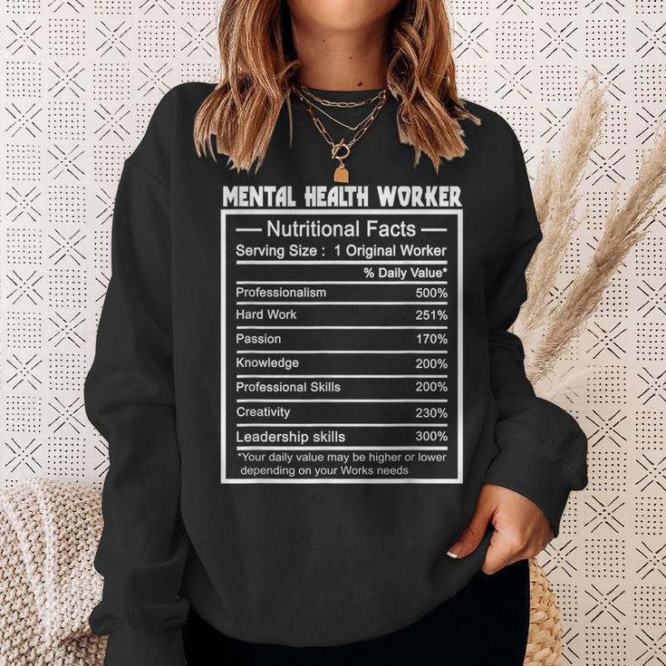 Job Title Worker Nutrition Facts Mental Health Worker Sweatshirt Gifts for Her