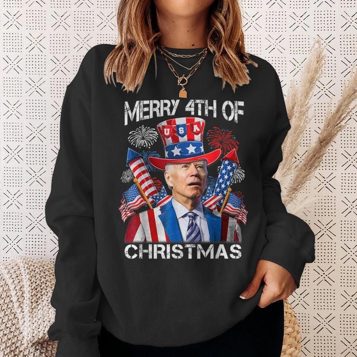 Joe Biden Merry 4Th Of Christmas 4Th Of July Firework Sweatshirt Gifts for Her