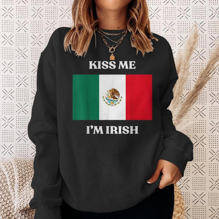 Kiss Me I'm Irish St Patrick's Irish Beer Mexico Flag Sweatshirt Gifts for Her