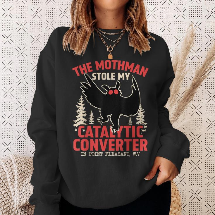 Mothman Stole My Catalytic Converter Mothman Cryptid Sweatshirt Gifts for Her