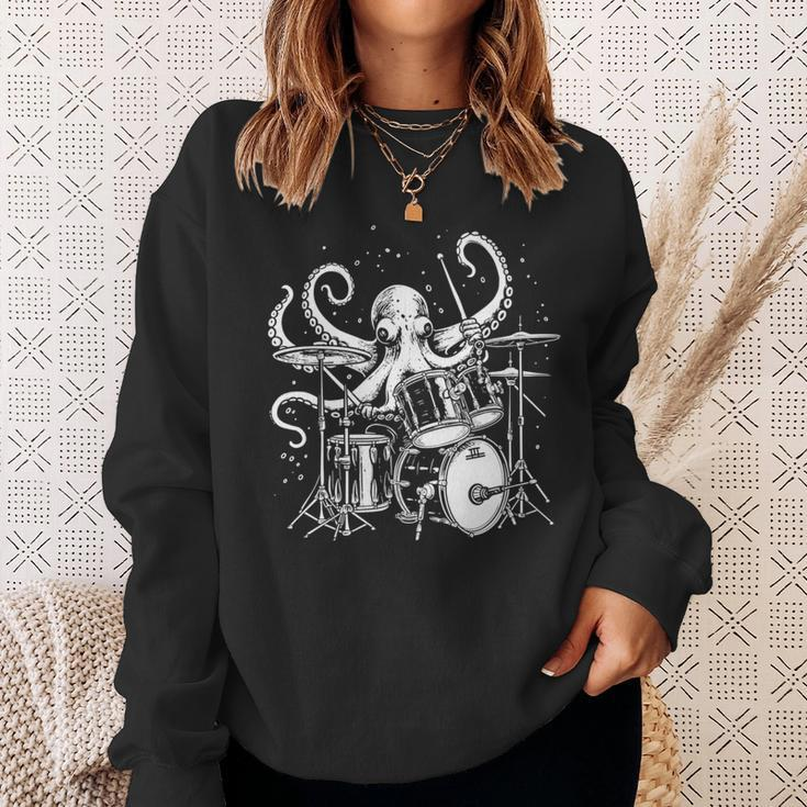 Octopus Playing Drums Drummer Musician Band Drumming Sweatshirt Gifts for Her