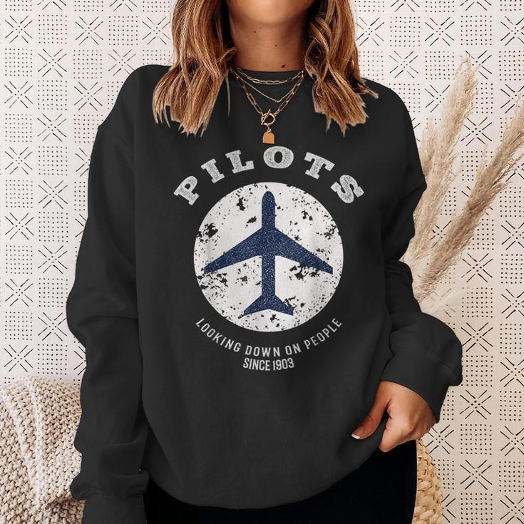Pilot Quote Retro Airplane Vintage Aircraft Aviators Sweatshirt Gifts for Her