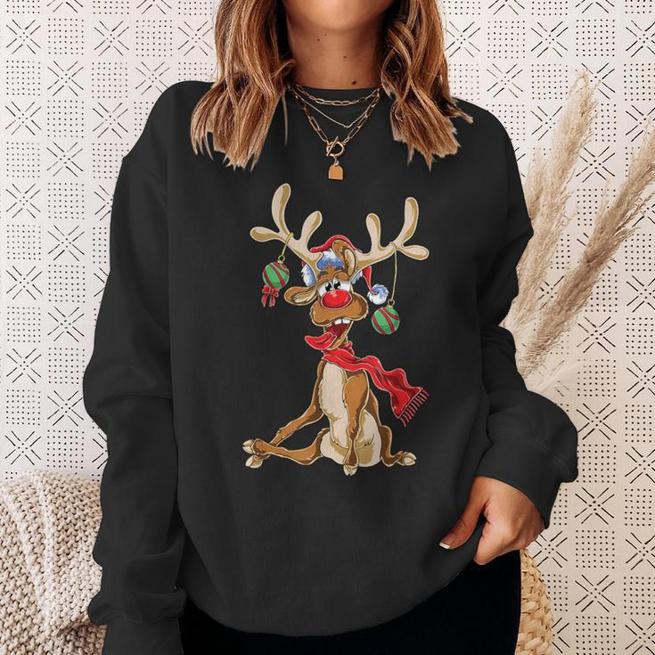 Reindeer Christmas Antlers Short Sleeve Sweatshirt Geschenke für Sie