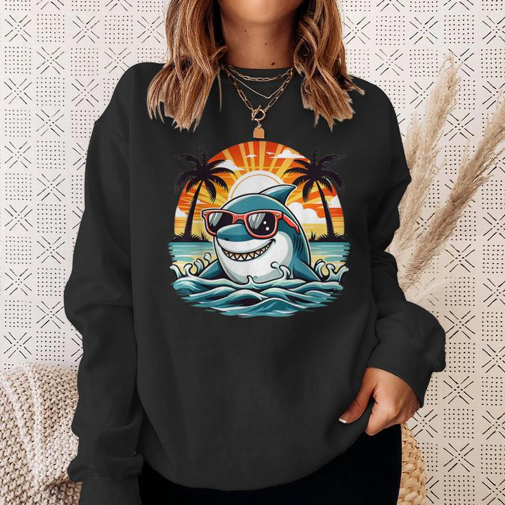 Retro Shark In Sunglasses 70S 80S 90S Cool Ocean Shark Sweatshirt Gifts for Her