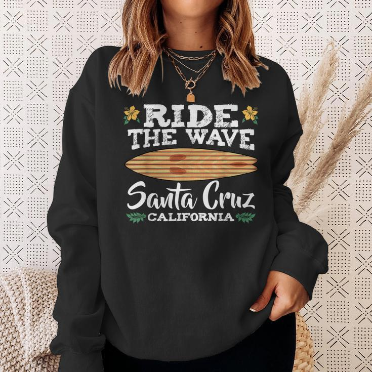 Ride The Wave Santa Cruz California Surfer Surfboard Sweatshirt Gifts for Her