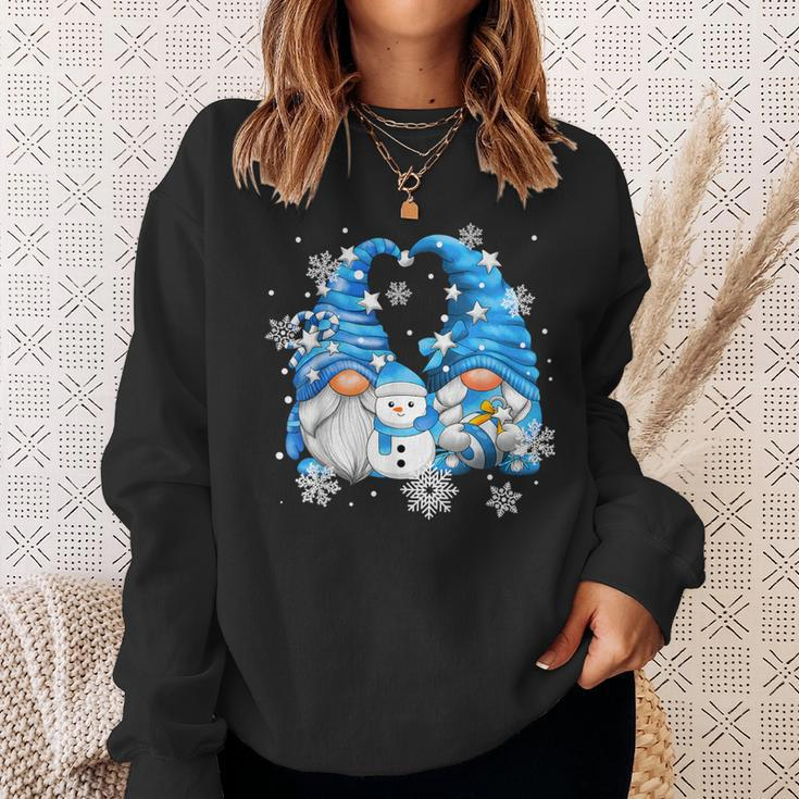 Snowman Gnomies With Snowflakes Cute Winter Gnome Sweatshirt Gifts for Her