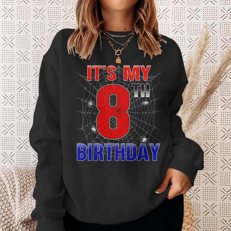 Spider Web 8 Year Old It's My 8Th Birthday Boy Sweatshirt Gifts for Her