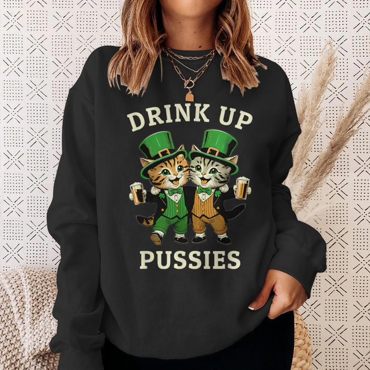 St Patrick's Day Drinking Drink Up Pussies Bartender Sweatshirt Gifts for Her