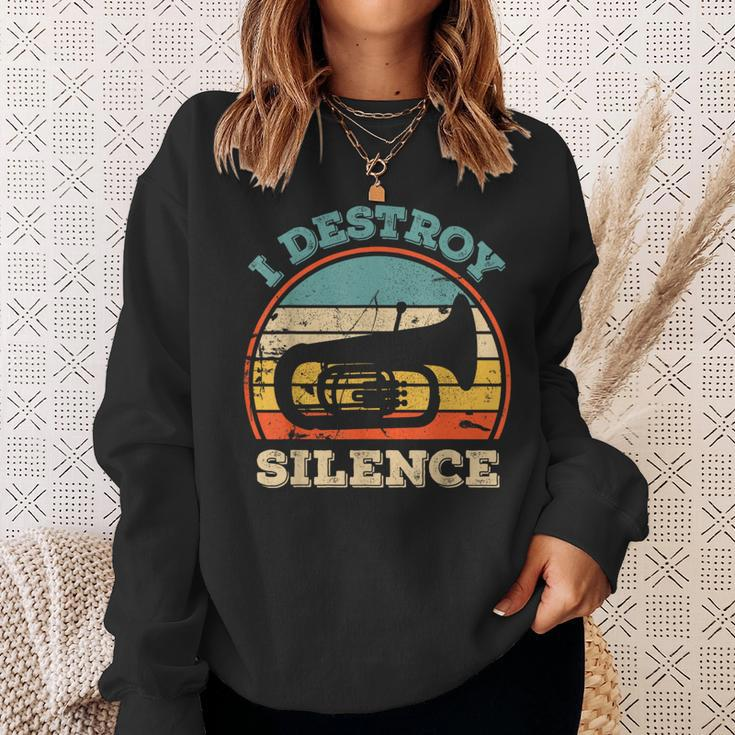Tuba I Destroy Silence Marching Band Tuba Sweatshirt Gifts for Her