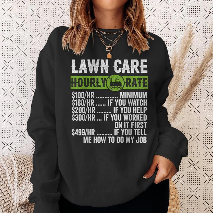 Vintage Landscaper Law Mowing Hourly Rate Mens Sweatshirt Gifts for Her