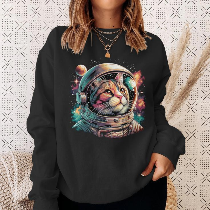 Galaxy Astronaut Cat Space Sweatshirt Gifts for Her