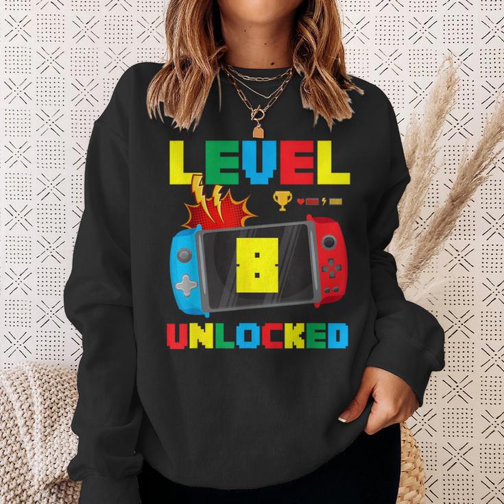 Gamer It's My 8Th Birthday Level 8 Unlocked Video Gaming Sweatshirt Gifts for Her