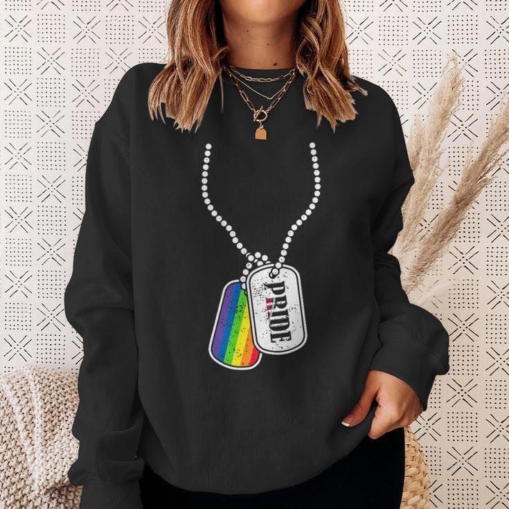 Gay Pride Flag Lgbt Military Dog Tag Sweatshirt Gifts for Her