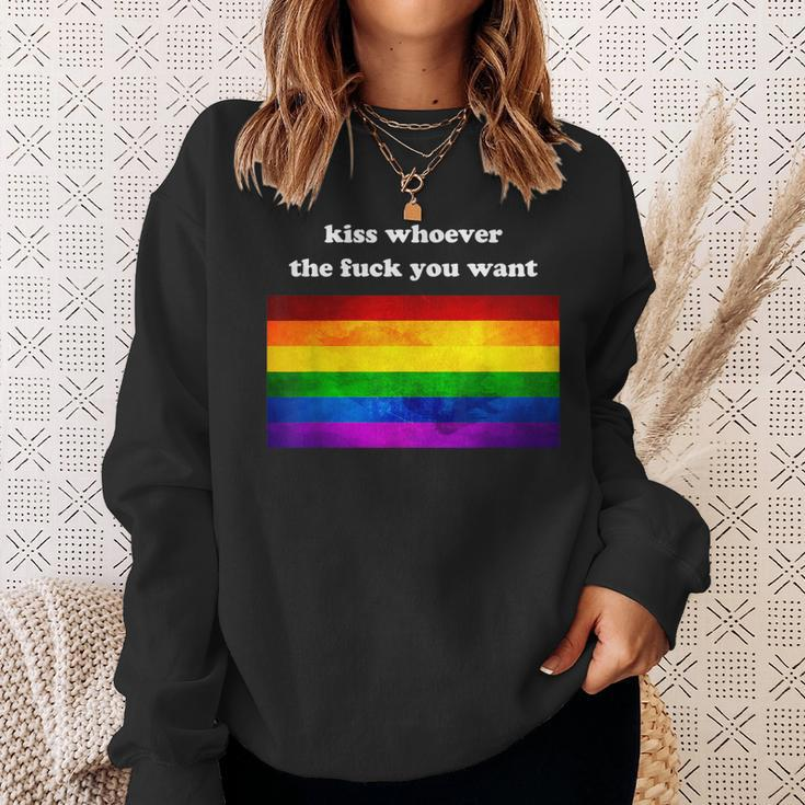 Gay Pride Lgbt Kiss Whoever You Want Sweatshirt Gifts for Her