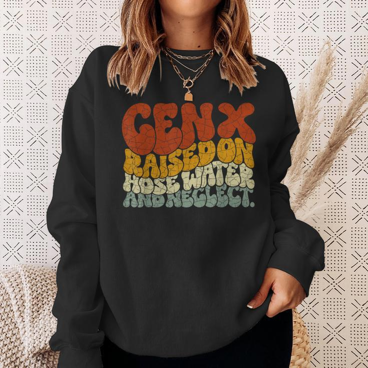 Gen X Raised On Hose Water And Neglect Humor Generation X Sweatshirt Gifts for Her