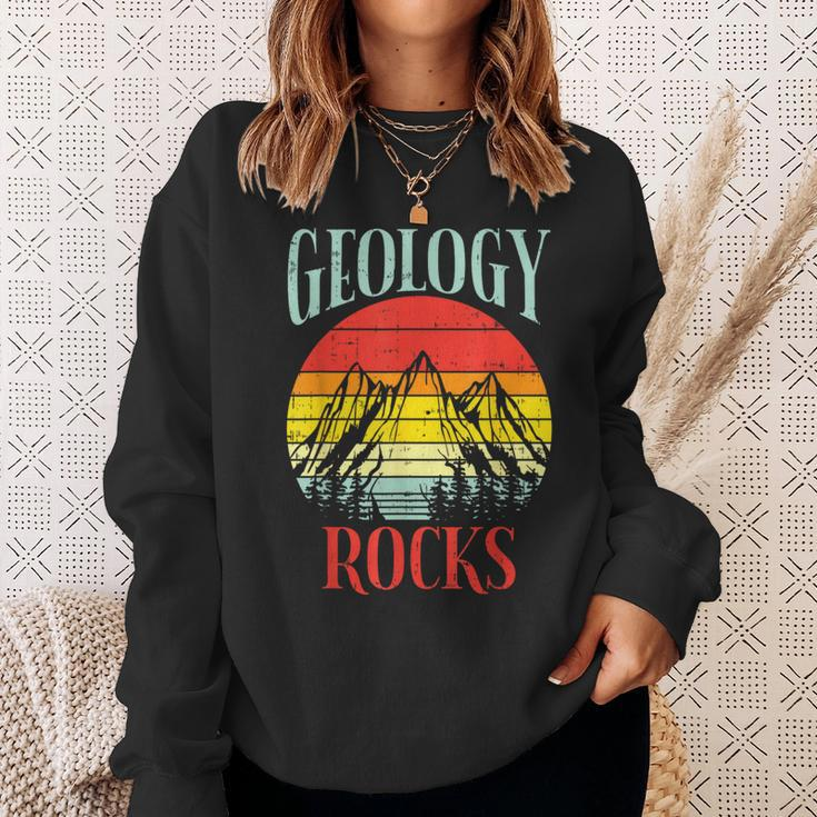 Geology Rocks Mountain Retro Science Pun Geologist Nerd Sweatshirt Gifts for Her