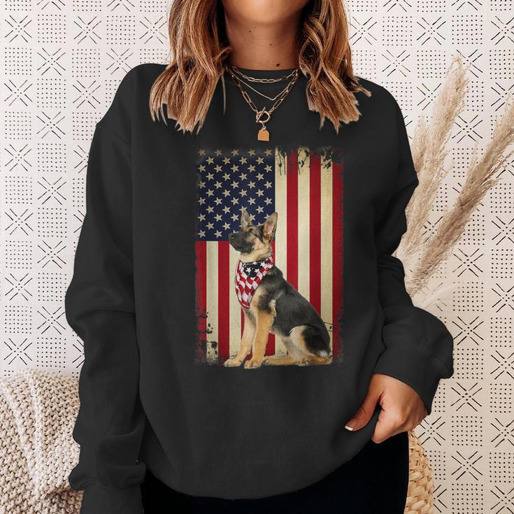 German Shepherd American Flag Independence 4Th Of July Sweatshirt Gifts for Her