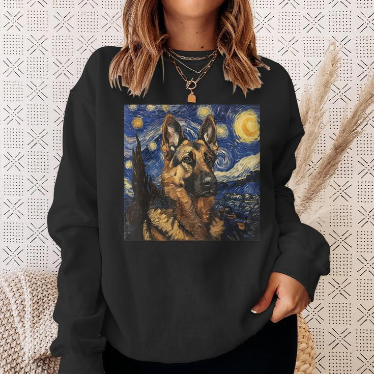 German Shepherd Dog Van Gogh Style Starry Night Sweatshirt Gifts for Her