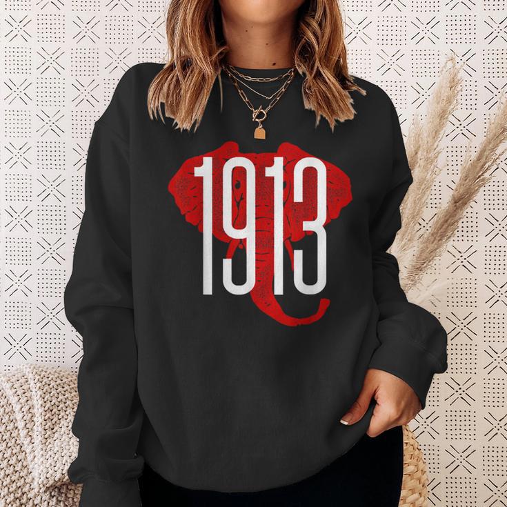 Ggt 1913 Bold Elephant Background College Sweatshirt Gifts for Her